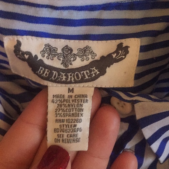 Blue and white striped long sleeved top! - Picture 2 of 3